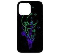 Celestial Flower Moon Line Art Vibrant Witchy Aesthetic Case for iPhone 13 Pro Max