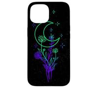 Celestial Flower Moon Line Art Vibrant Witchy Aesthetic Case for iPhone 15