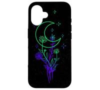 Celestial Flower Moon Line Art Vibrant Witchy Aesthetic Case for iPhone 16