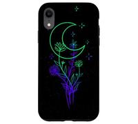 Celestial Flower Moon Line Art Vibrant Witchy Aesthetic Case for iPhone XR