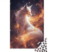 Celestial Fox Glow 1000-Piece Adult Jigsaw Puzzle, 52x38cm/1000pcs; Family Table Time Without A Screen; White Cardboard for Simple Sorting