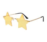 Celestial Glasses Womens Sunglasses Rimless Golden PC Christmas Season | Lightweight Comfort, Portable Design, Star Pattern Details, Disco Theme Parties, Fun Photo Props