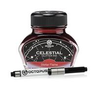 Celestial Glitter Stellar Flame Shimmer Ink for Fountain Pen with Converter, Red/Purple Shimmer, 30ml