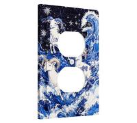 Celestial Goat Light Switch Cover Plates Cosmic Blue Waves Home Decor Standard Size Thermoplastic Single Duplex Plug