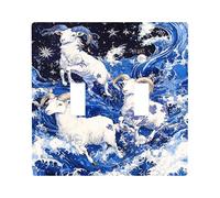 Celestial Goat Light Switch Cover Plates/Outlet Covers, Cosmic Blue Waves for Home Decor, Thermoplastic Standard Size Double Toggle