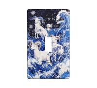 Celestial Goat Light Switch Cover Plates/Outlet Covers, Cosmic Blue Waves for Home Decor, Thermoplastic Standard Size Single Toggle
