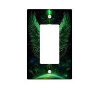 Celestial Green Light Switch Cover Plates/Outlet Covers, Vibrant Emerald Wings for Space Decor, Thermoplastic Wall Plates, Standard Size Single Rocker