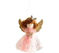 Celestial Hanging Doll Ornament Pendant Crafted from Plush and Tulle Material for Christmas Tree and Seasonal Decor (Powdery Snowflakes)