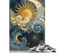 Celestial Harmony Sun, Moon & Waves Creative Square Jigsaw Puzzles for Adults & Wooden Puzzles Challenging Game 1000pcs (75x50cm)