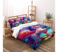 Celestial Horse Bedding Set Digital Printe Animal Themes Wildlife Duvet Cover Set Microfiber Quilt Cover Suitable for Family,couple,children with Pillow Super King(260x220cm)