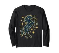 Celestial Horse Constellation Crescent Moon Graphic Long Sleeve T-Shirt