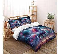 Celestial Horse Milky Way Bedding Set Digital Printe Animal Themes Wildlife Duvet Cover Set Microfiber Quilt Cover Suitable for Family,couple,children with Pillow Super King(260x220cm)