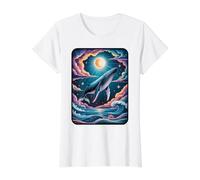 Celestial Humpback Whale Dreamer Value Graphic T-Shirt, Women, White, M