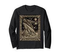 Celestial Humpback Whale Totem Woodcut Engraving Cetus Const Long Sleeve T-Shirt