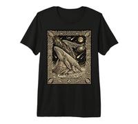 Celestial Humpback Whale Totem Woodcut Engraving Cetus Const Premium T-Shirt