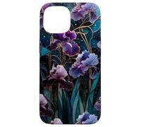 Celestial Iris Floral Art Nouveau Gothic Purple Garden Bloom Case for iPhone 15