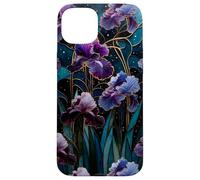 Celestial Iris Floral Art Nouveau Gothic Purple Garden Bloom Case for iPhone 15 Plus