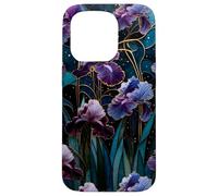 Celestial Iris Floral Art Nouveau Gothic Purple Garden Bloom Case for iPhone 15 Pro