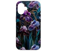 Celestial Iris Floral Art Nouveau Gothic Purple Garden Bloom Case for iPhone 16
