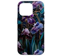 Celestial Iris Floral Art Nouveau Gothic Purple Garden Bloom Case for iPhone 16 Pro