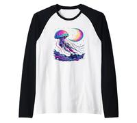 Celestial Jellyfish - Mystical Ocean Moon and Starlit Sky Raglan Baseball Tee