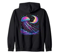 Celestial Jellyfish - Mystical Ocean Moon and Starlit Sky Zip Hoodie