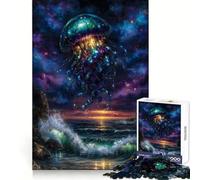 Celestial Jellyfish Over Ocean Painting Jigsaw Puzzles for Adults1000 Pieces Reasoning Practice Peaceful Hobby Premium Edges Unique Xmas Gift size 38x26cm
