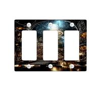 Celestial Library Light Switch Cover Plates/Outlet Covers, Elegant Starry Spiral Design for Home Decor, Thermoplastic Wall Plates, Standard Size 3 Gang Wall Plate