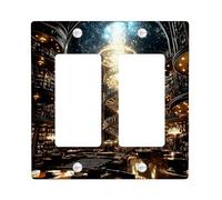 Celestial Library Light Switch Cover Plates/Outlet Covers, Elegant Starry Spiral Design for Home Decor, Thermoplastic Wall Plates, Standard Size Double Rocker