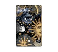 Celestial Light Switch Cover Plate/Outlet Covers, Black and Gold Sun and Moon Design for Home Decor, Thermoplastic Wall Plates, Standard Size Blank Cover Plate