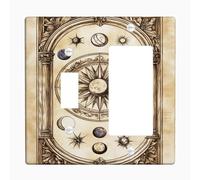 Celestial Light Switch Cover Plates/Outlet Covers, Antique Beige Cosmic Design for Home Decor, Thermoplastic Wall Plates, Standard Size Toggle Rocker