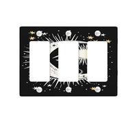 Celestial Light Switch Cover Plates/Outlet Covers, Black Moon and Sun Design for Home Decor, Thermoplastic Wall Plates, Standard Size 3 Gang Wall Plate