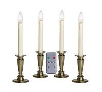 Celestial Lights Set of 4 Battery Operated Window Candles with Remote Control - (Brushed Brass)