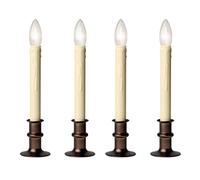Celestial Lights Set of Four Adjustable Height Battery Operated LED Window Candles with Daily Timer Ivory Candle Stick. (Antique Bronze)