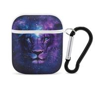 Celestial Lion Case Cover Compatible with AirPods 1&2 Protective PC Shell Carrying Case with Keychain