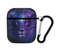 Celestial Lion Case Cover Compatible with AirPods 1&2 Protective PC Shell Carrying Case with Keychain