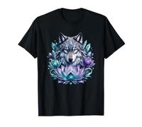 Celestial Lotus Wolf with Crystals Aura Energy T-Shirt