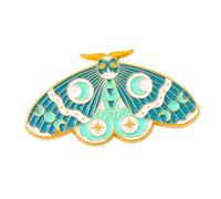 Celestial Luna Moth Enamel Lapel Pin - Teal Moon Phase Moth Hard Enamel Brooch Badge with Crescent Moon and Star Wing Design for Nature Lovers, Astronomy Fans - 2cm x 4cm