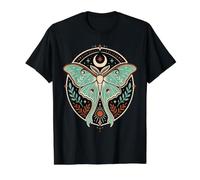 Celestial Luna Moth Moon Sun Stars Botanical Value Graphic T-Shirt, Men, Black, M