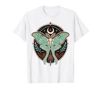 Celestial Luna Moth Moon Sun Stars Botanical Value Graphic T-Shirt, Men, White, S