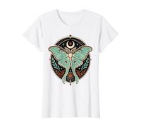 Celestial Luna Moth Moon Sun Stars Botanical Value Graphic T-Shirt, Women, White, L