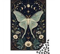 Celestial Luna Moth with Floral Border Jigsaw Puzzle for Adults, 1000 Piece