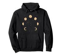 Celestial Lunar Cycle of the Moon - Boho Astronomy Art Pullover Hoodie