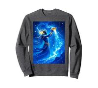 Celestial man pouring starlight rivers endless cosmic skies Sweatshirt, Adult Unisex, Dark Heather Grey, Small