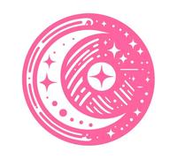 Celestial mandalcircular Featuring Crescent Moon Stars and Geometric Patterns on a Fine Carving Decals 42x42cm Window Decals Pink