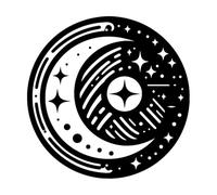Celestial mandalcircular Featuring Crescent Moon Stars and Geometric Patterns on a Wall Decals 42x42cm Waterproof Black