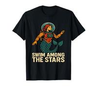 Celestial Mermaid Among The Stars Graphic Cosmic Design T-Shirt