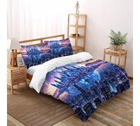 Celestial Metropolis Dreamy Bedding Set Digital Printe Theme Duvet Cover Set 3 Pieces Microfiber Comforter Cover for All Seasons with Pillowcase Super King（260x220cm）