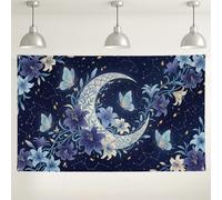 Celestial Moon and Lilies Botanical Crescent Backdrop Banner 71x43 Inch