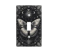 Celestial Moon Butterfly Light Switch Cover Plates, Black Mystical Wall Accents, Seasonal Gothic Wall Plates for Home Decor, Standard Size Single Toggle